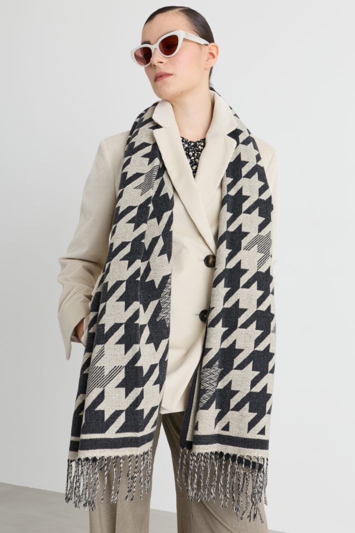 Houndstooth scarf - BLACK - Intrend