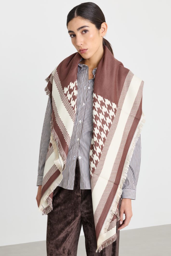 Stola con motivo Pied de Poule - MARRONE - Intrend