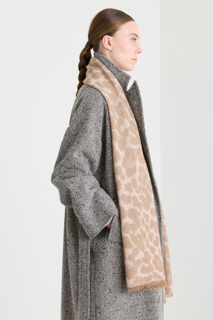 Wide jacquard stole - CAMEL - Intrend - 2