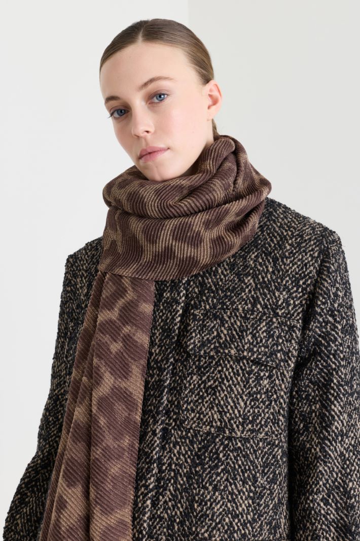 Wide jacquard stole - BROWN - Intrend - 2