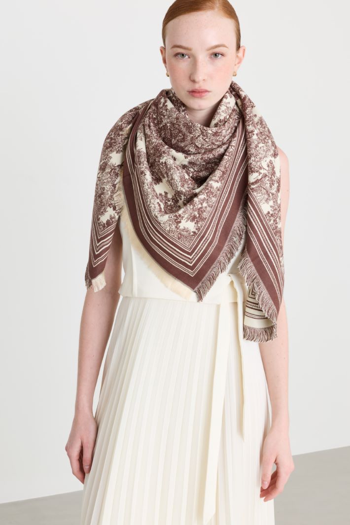 Stola stampata - MARRONE BIANCO - Intrend