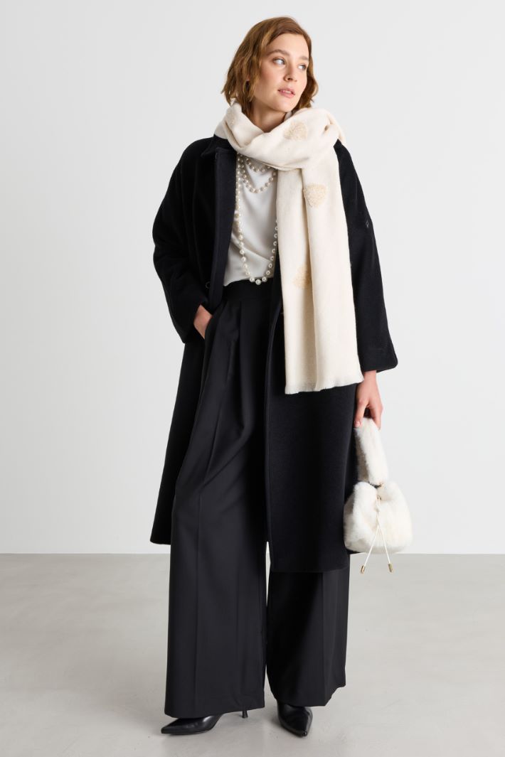 Intarsia Scarf - WHITE - Intrend