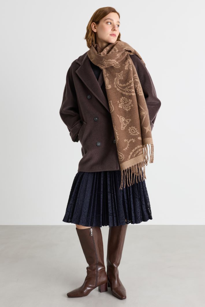 Jacquard scarf - BROWN - Intrend