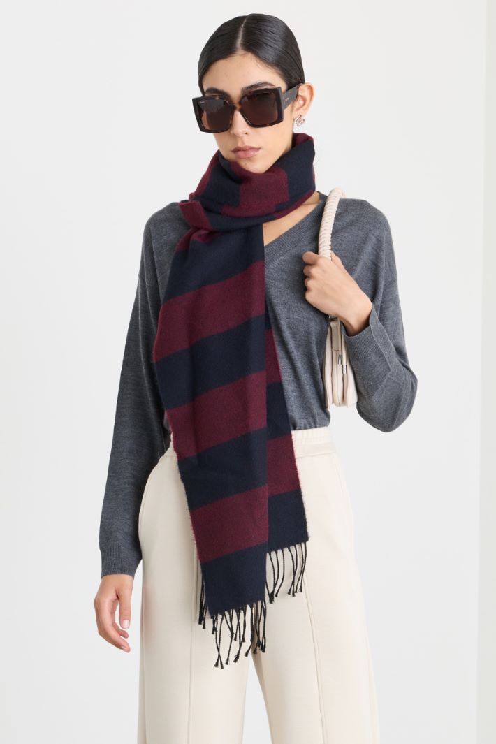 Sciarpa bicolore a righe - BORDEAUX NERO - Intrend - 2