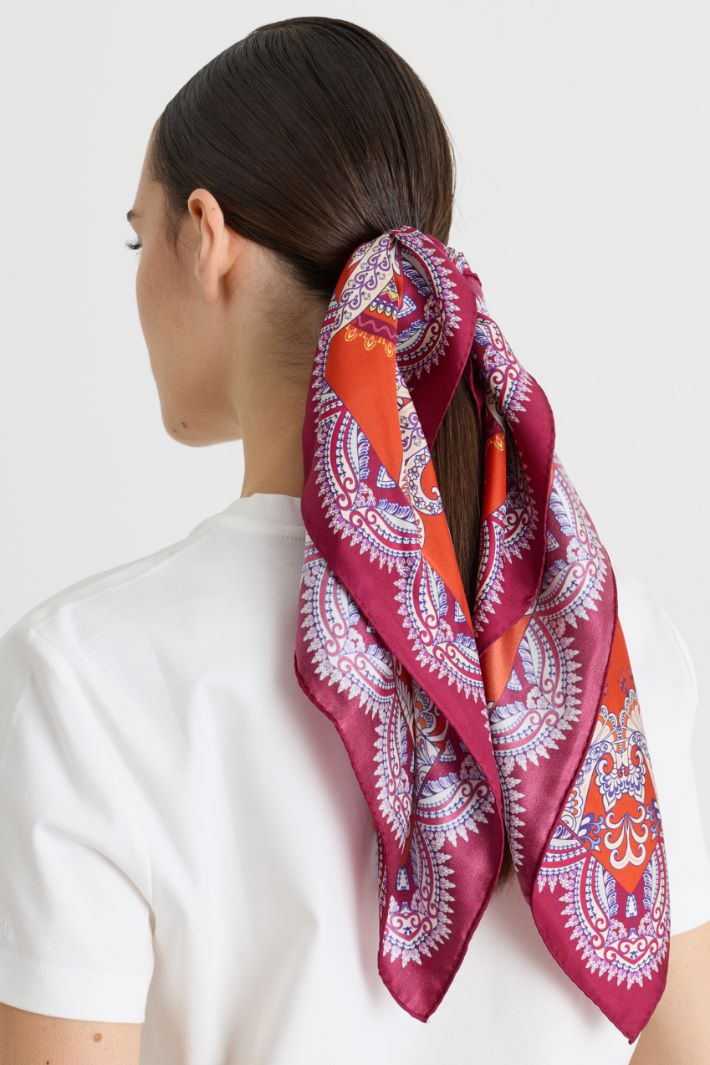 Pure silk twill scarf - RED - Intrend - 2