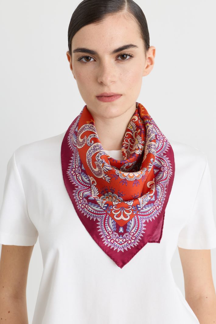 Pure silk twill scarf - RED - Intrend
