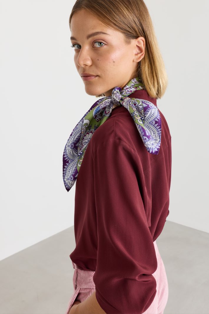 Pure silk twill scarf - GREEN - Intrend - 2