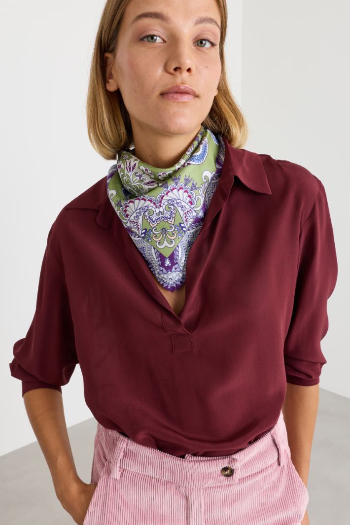Pure silk twill scarf - GREEN - Intrend