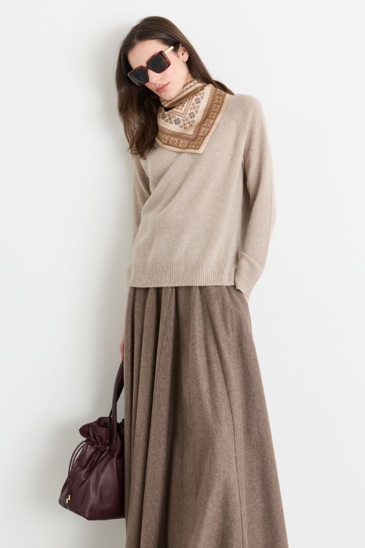 Silk twill scarf - BEIGE - Intrend