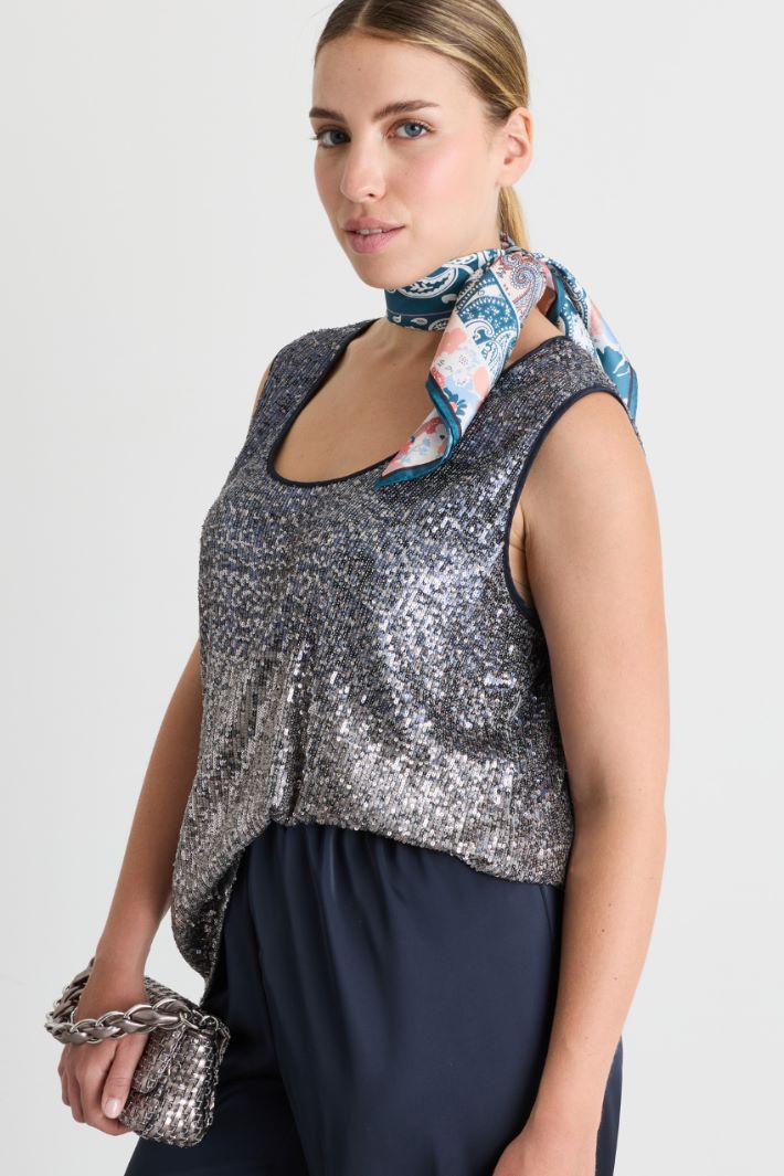 Printed silk scarf - LIGHT BLUE - Intrend