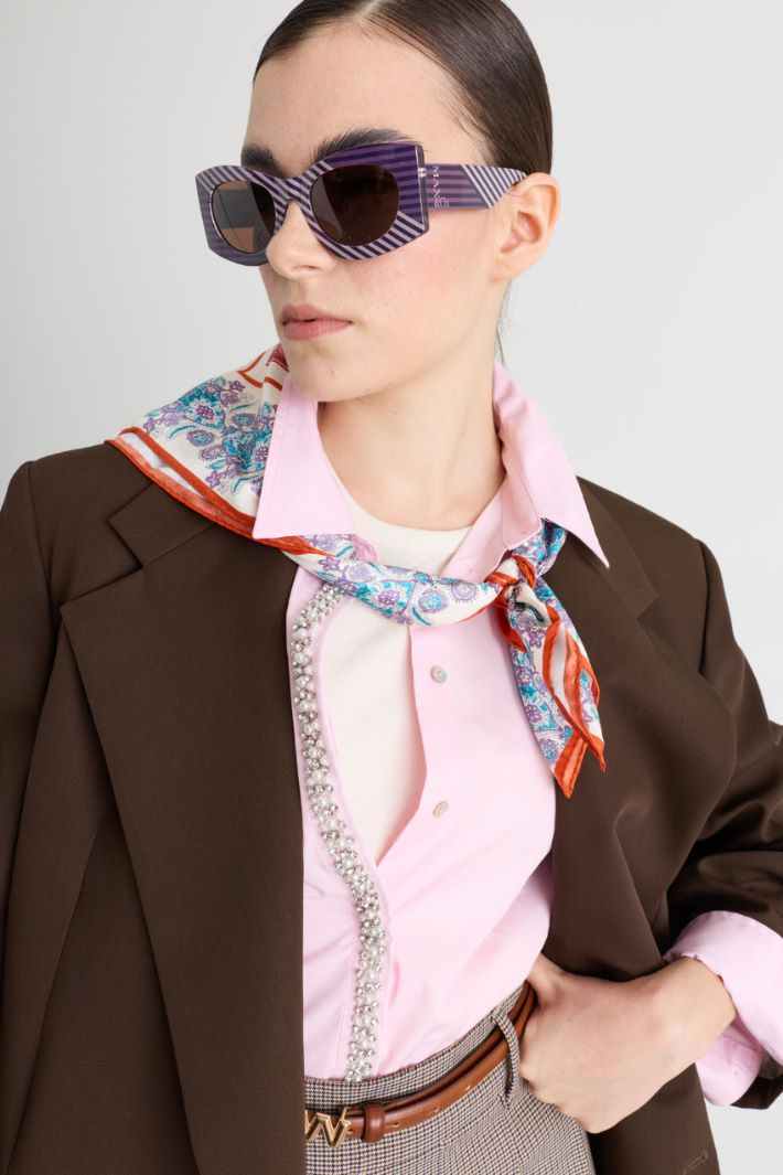 Printed Silk Scarf - VIOLET - Intrend - 2
