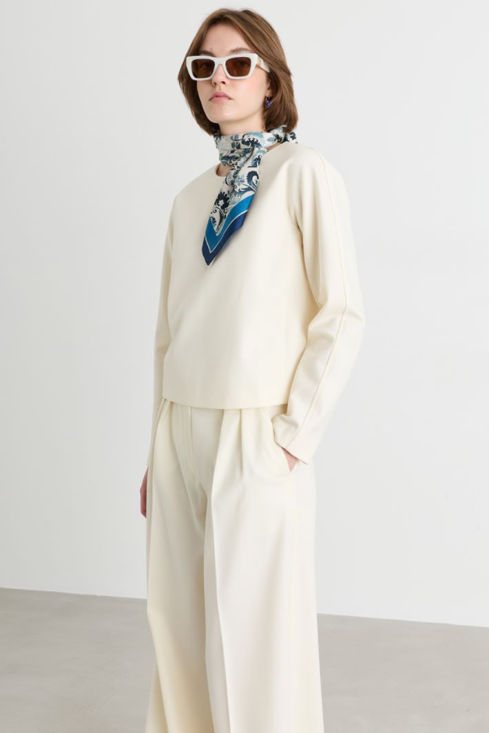 Printed silk scarf - BLUE - Intrend