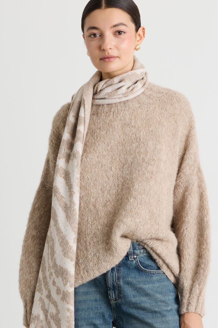 Long printed stole - BEIGE WHITE - Intrend - 2