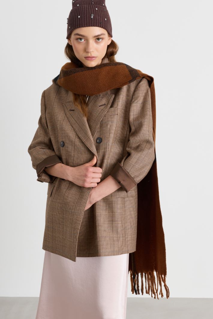 Fringed scarf - BROWN - Intrend - 2