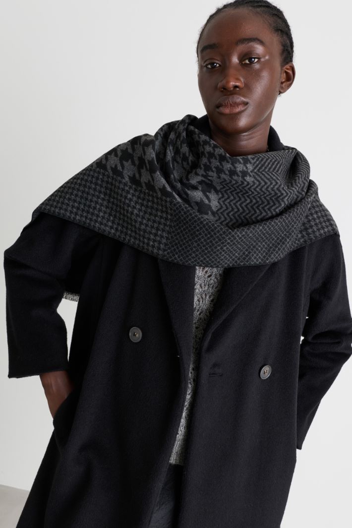Sciarpa pied de poule - NERO GRIGIO - Intrend - 2