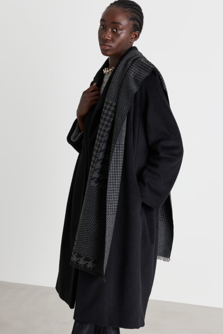 Sciarpa pied de poule - NERO GRIGIO - Intrend