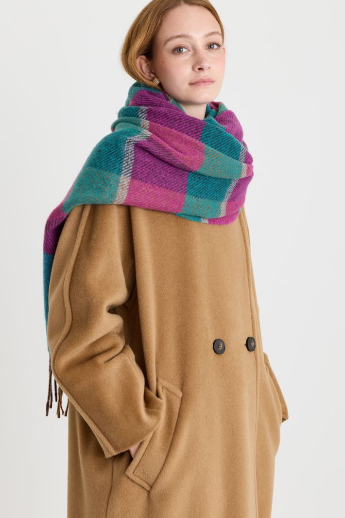 Sciarpa con lunghe frange - AZZURRO FUXIA - Intrend - 2