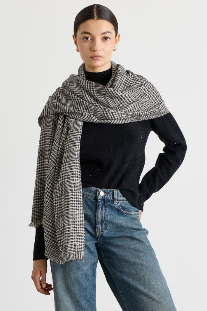 Sciarpa con motivo pied de poule - NERO - Intrend