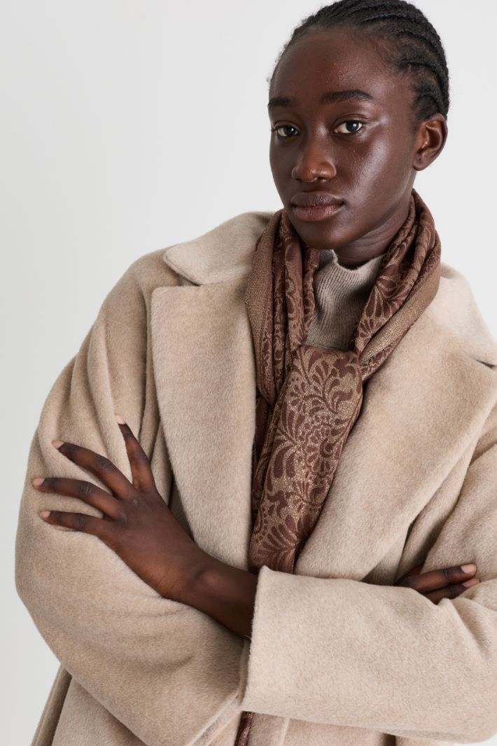Contrasting Pattern Stole - BROWN - Intrend - 2