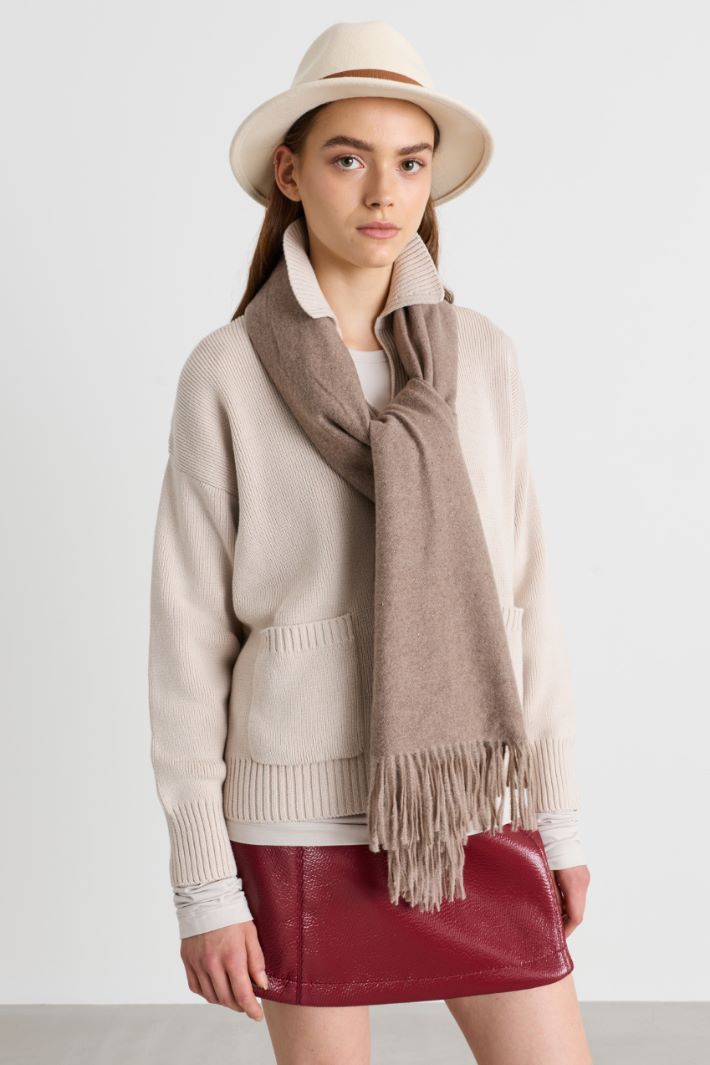 Fringed scarf - BEIGE - Intrend - 2