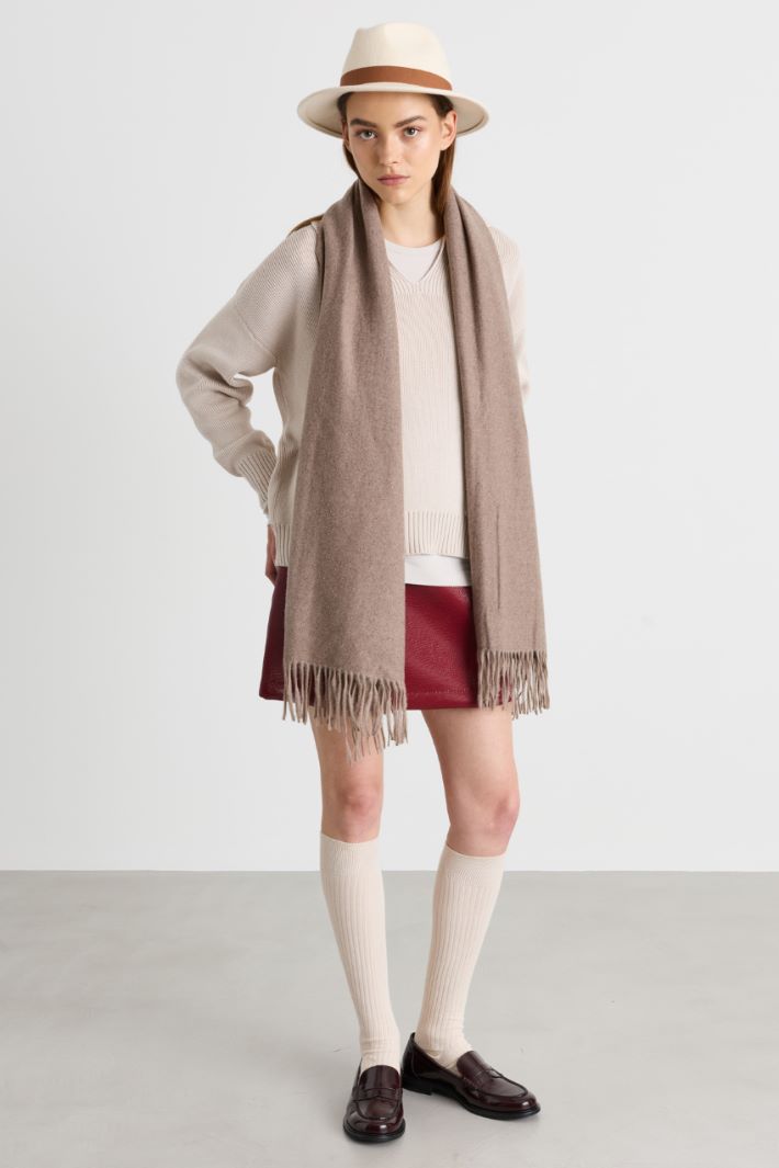 Fringed scarf - BEIGE - Intrend