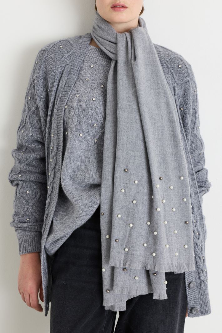 Bobble-Detail Scarf - GREY - Intrend - 2