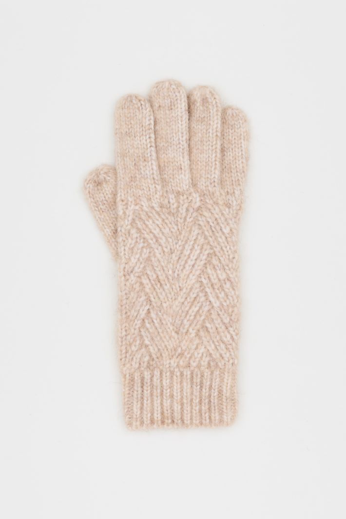 Chevron-knit gloves - BEIGE - Intrend - 2
