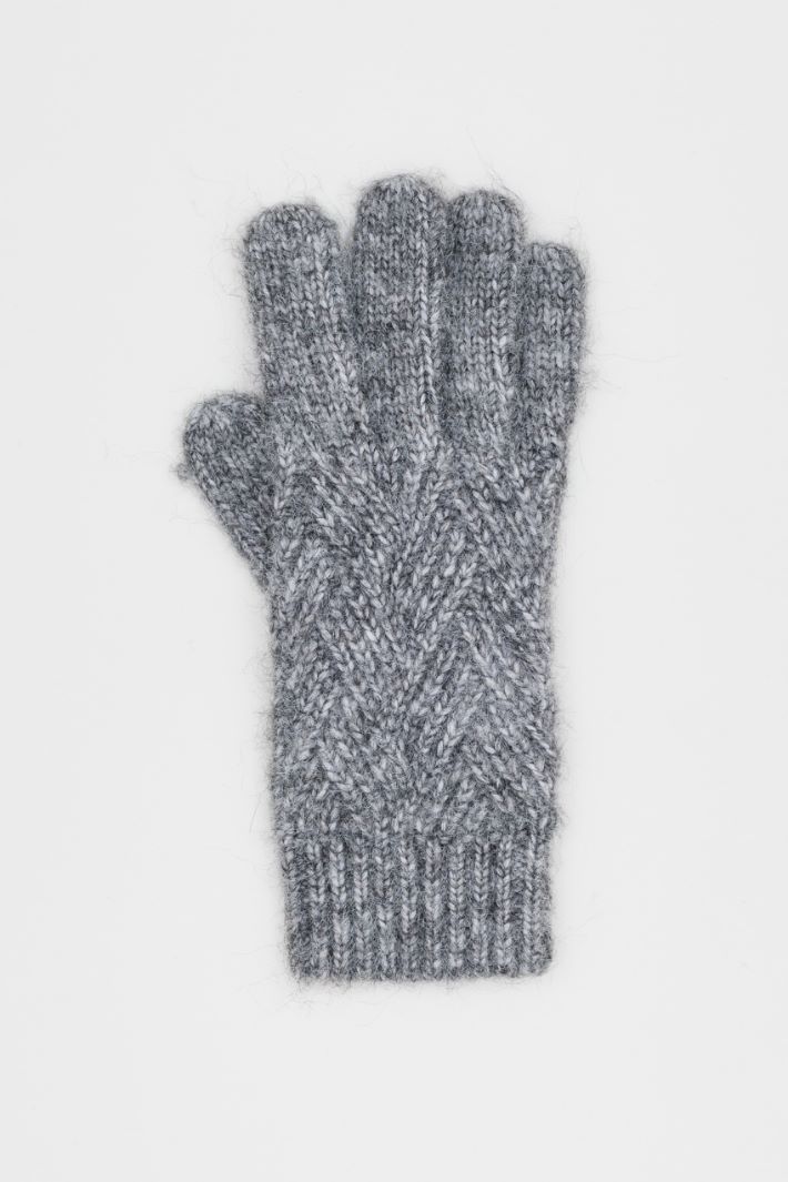 Chevron-knit gloves - GREY - Intrend - 2