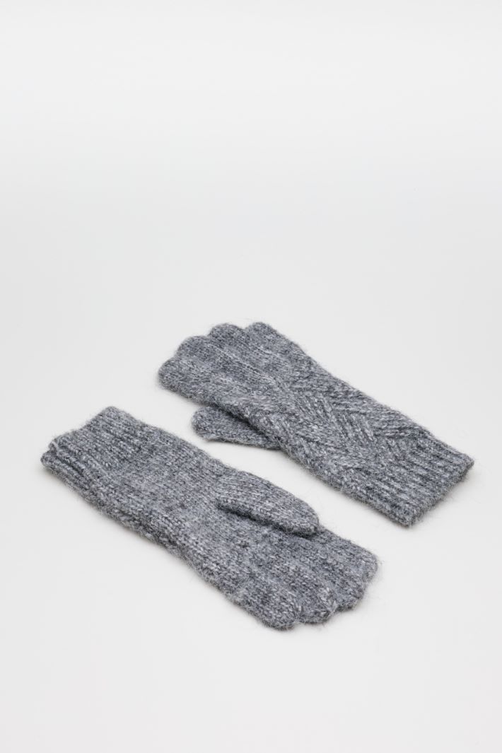 Chevron-knit gloves - GREY - Intrend