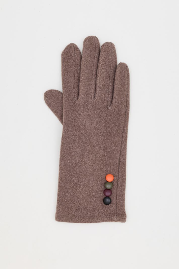 Gloves with contrast buttons - GREY - Intrend - 2