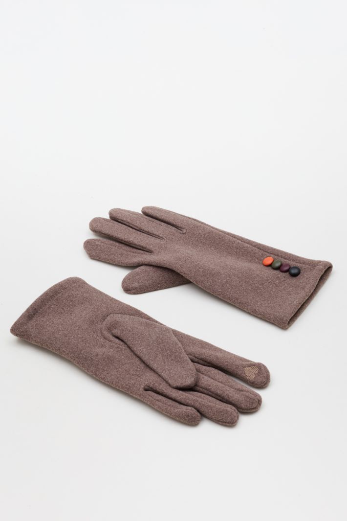 Gloves with contrast buttons - GREY - Intrend