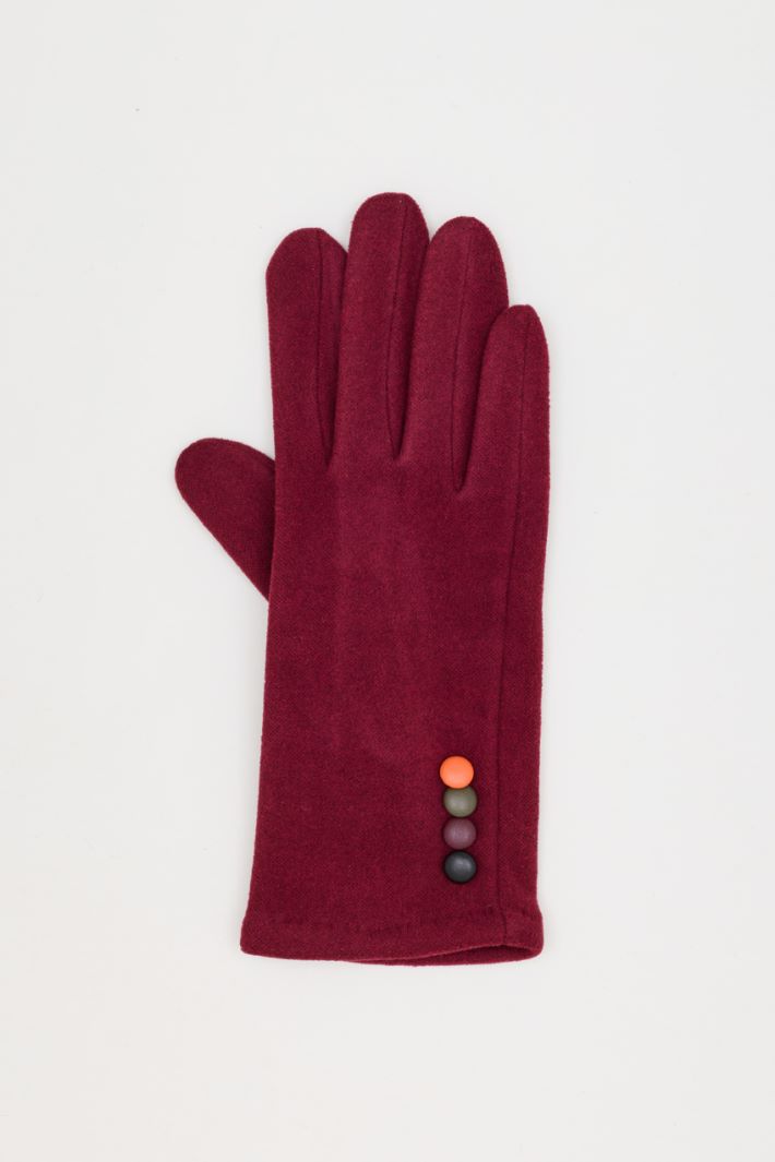 Gloves with contrast buttons - BORDEAUX - Intrend - 2