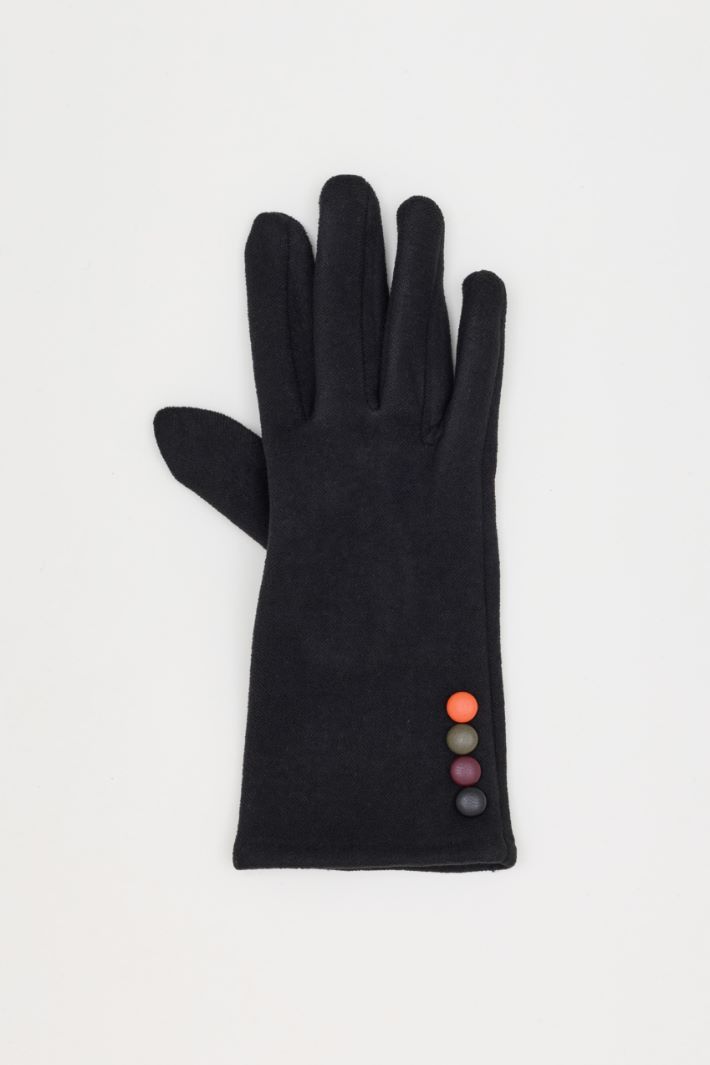 Gloves with contrast buttons - BLACK - Intrend - 2