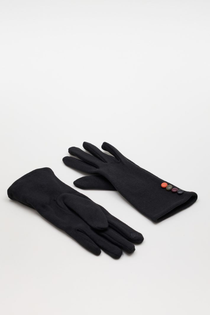 Gloves with contrast buttons - BLACK - Intrend