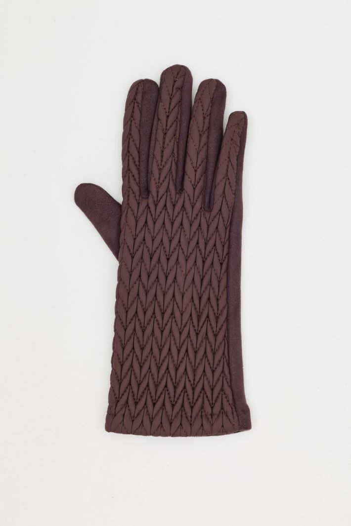 Cable-knit gloves - BROWN - Intrend - 2