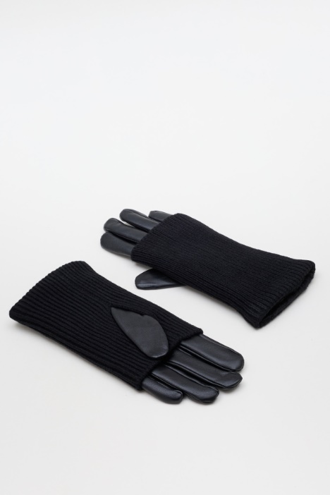 Coated fabric gloves with knitted cuffs - Intrend