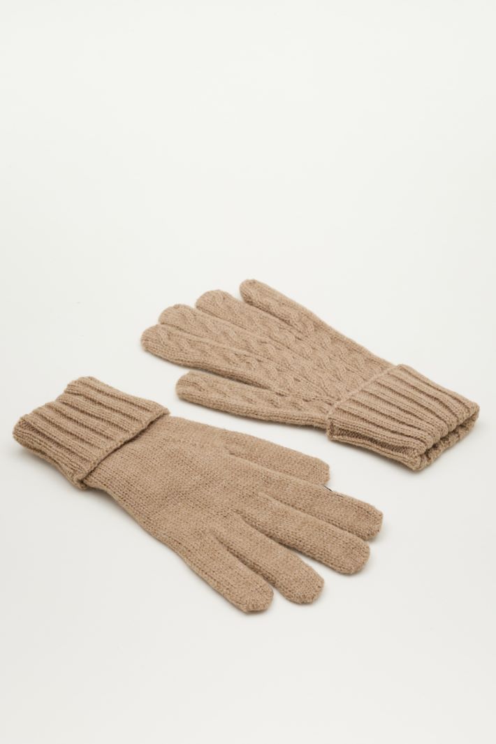 Guanti in maglia a trecce - CAMMELLO - Intrend