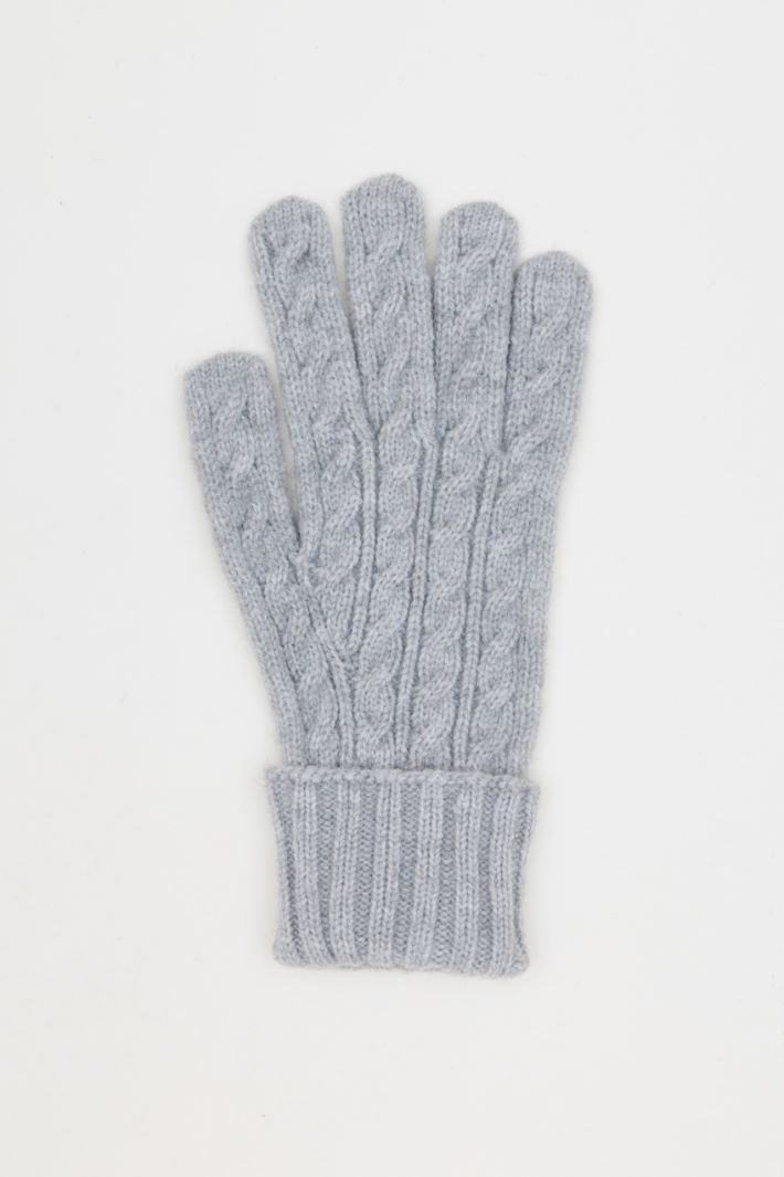 Cable-knit gloves - GREY - Intrend - 2