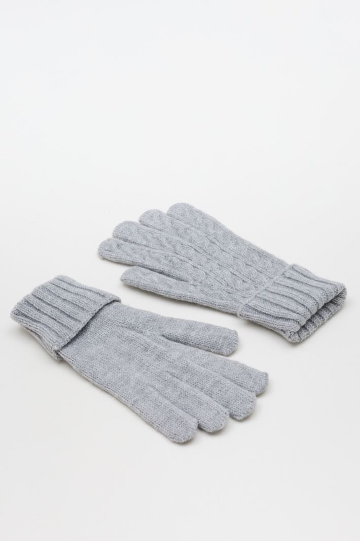 Cable-knit gloves - GREY - Intrend