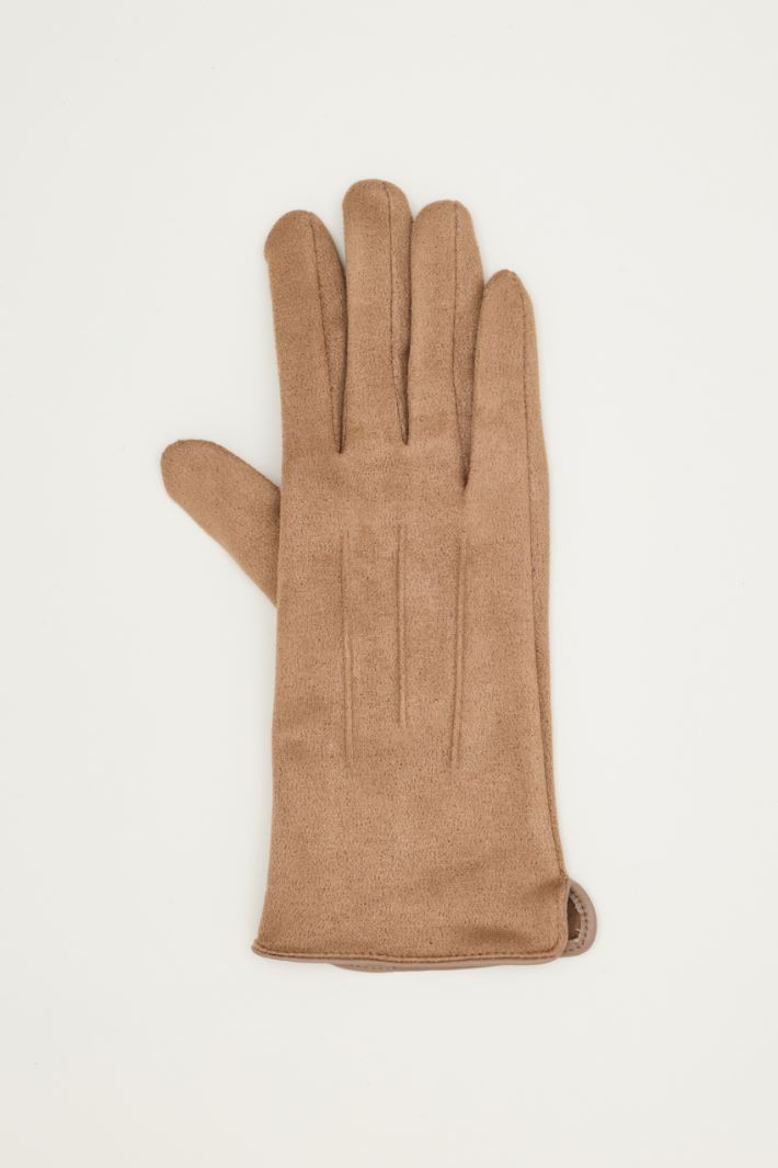 Guanti in tessuto dal finish vellutato - CAMMELLO - Intrend - 2