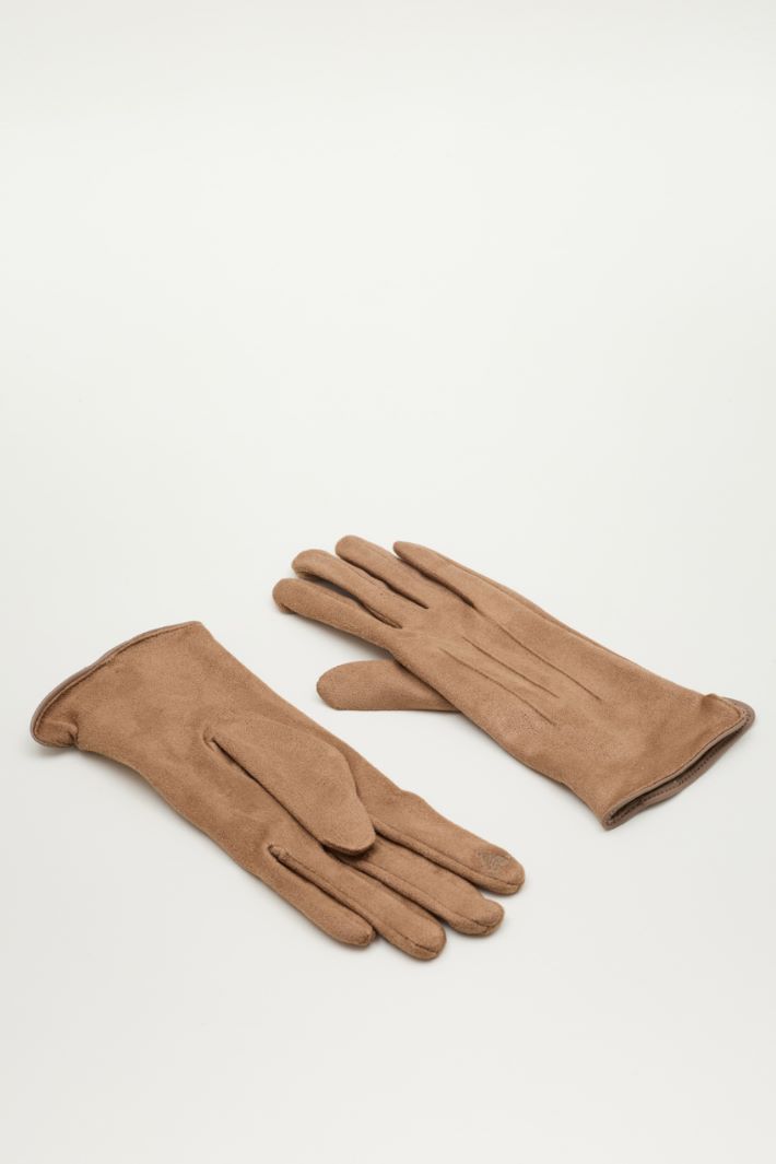 Guanti in tessuto dal finish vellutato - CAMMELLO - Intrend