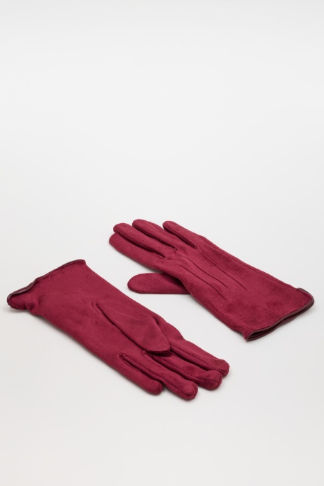 Velvet-Finish Fabric Gloves - Intrend