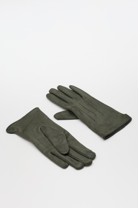 Velvet-Finish Fabric Gloves - Intrend