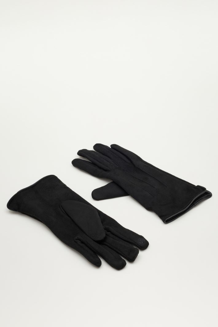 Guanti in tessuto dal finish vellutato - NERO - Intrend