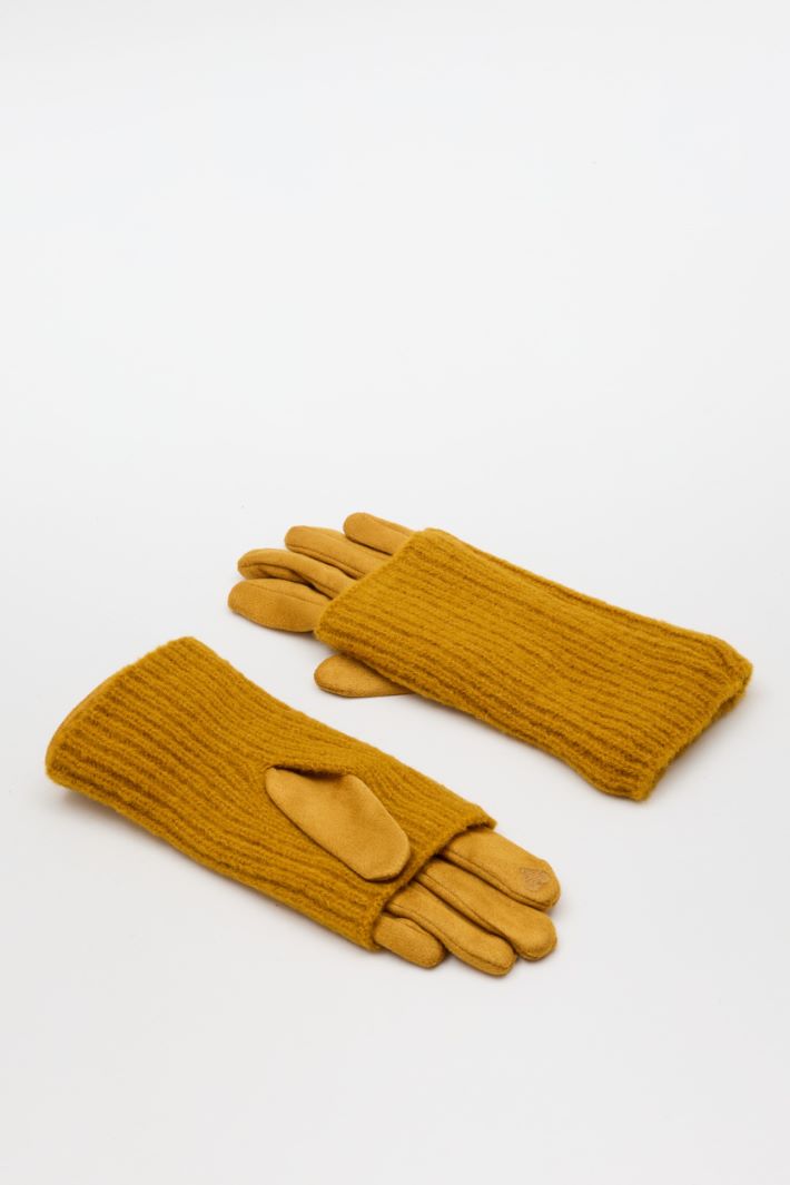 Gloves with Ribbed Cuffs - YELLOW - Intrend