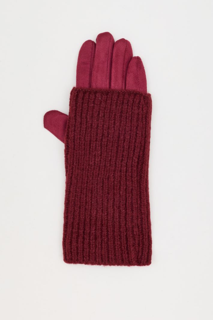 Gloves with Ribbed Cuffs - BORDEAUX - Intrend - 2