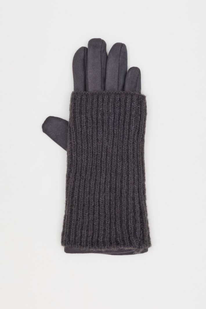 Gloves with Ribbed Cuffs - GREY - Intrend - 2