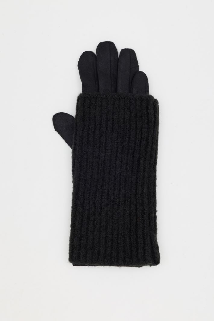 Gloves with Ribbed Cuffs - BLACK - Intrend - 2