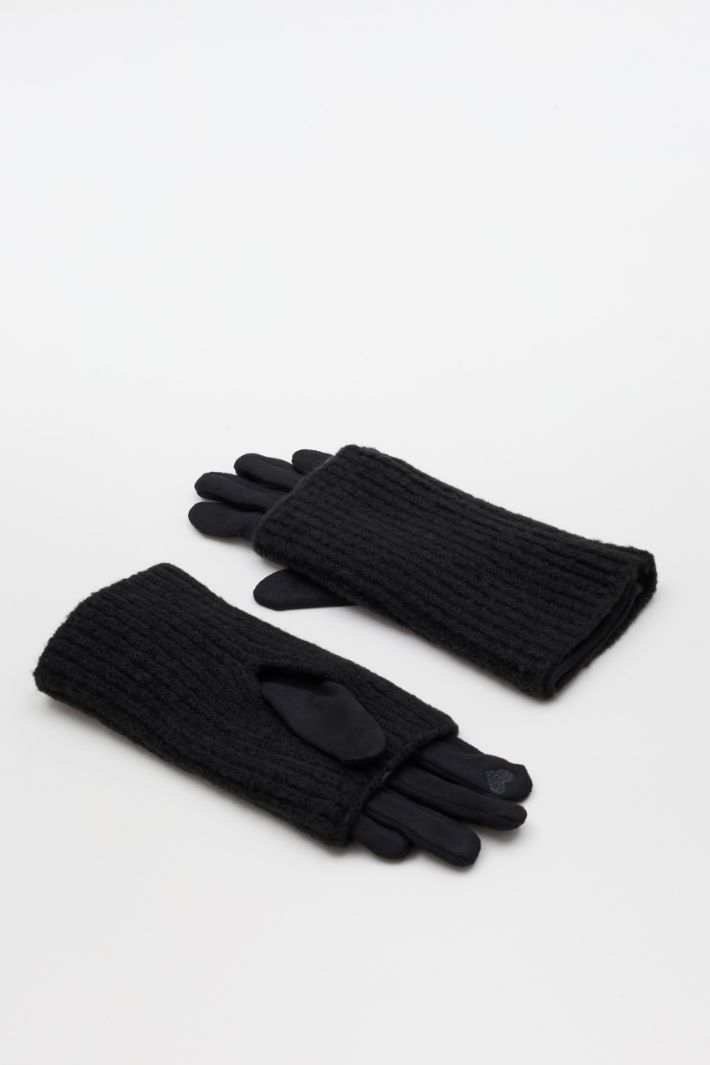 Gloves with Ribbed Cuffs - BLACK - Intrend