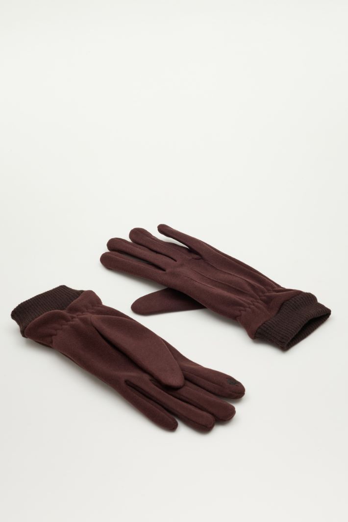 Guanti in tessuto stretch - MARRONE - Intrend